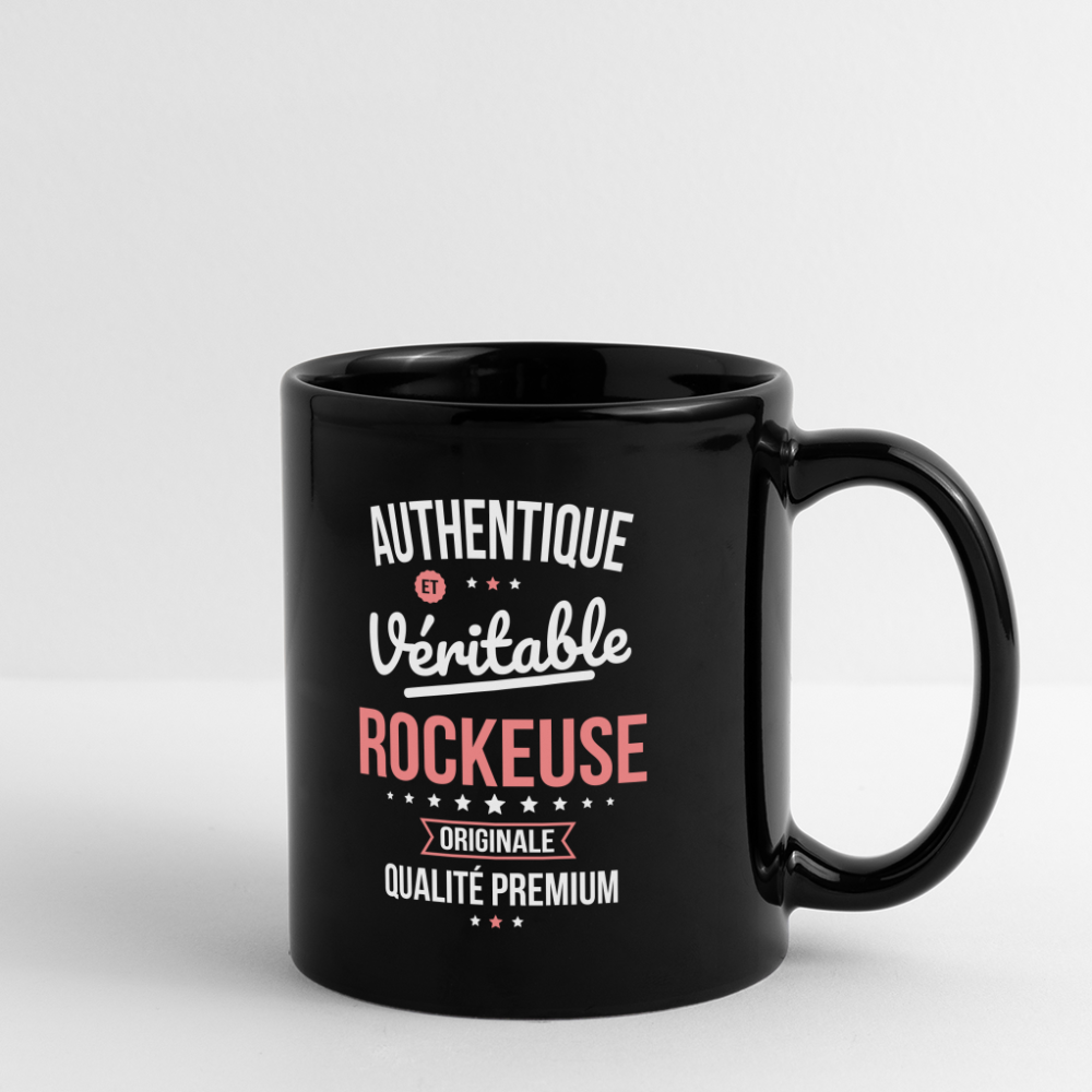 Mug uni - Authentique et véritable Rockeuse - noir