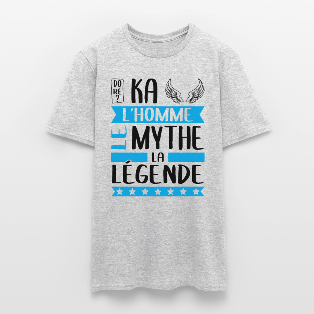 T-shirt homme coloris clair Michaël en rébus – L’homme, le mythe, la légende - gris chiné