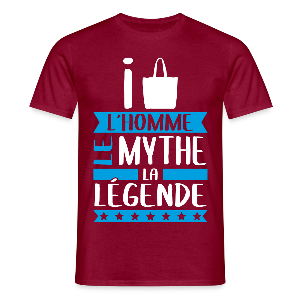 T-shirt homme Isaac rébus – L’homme, le mythe, la légende - rouge brique