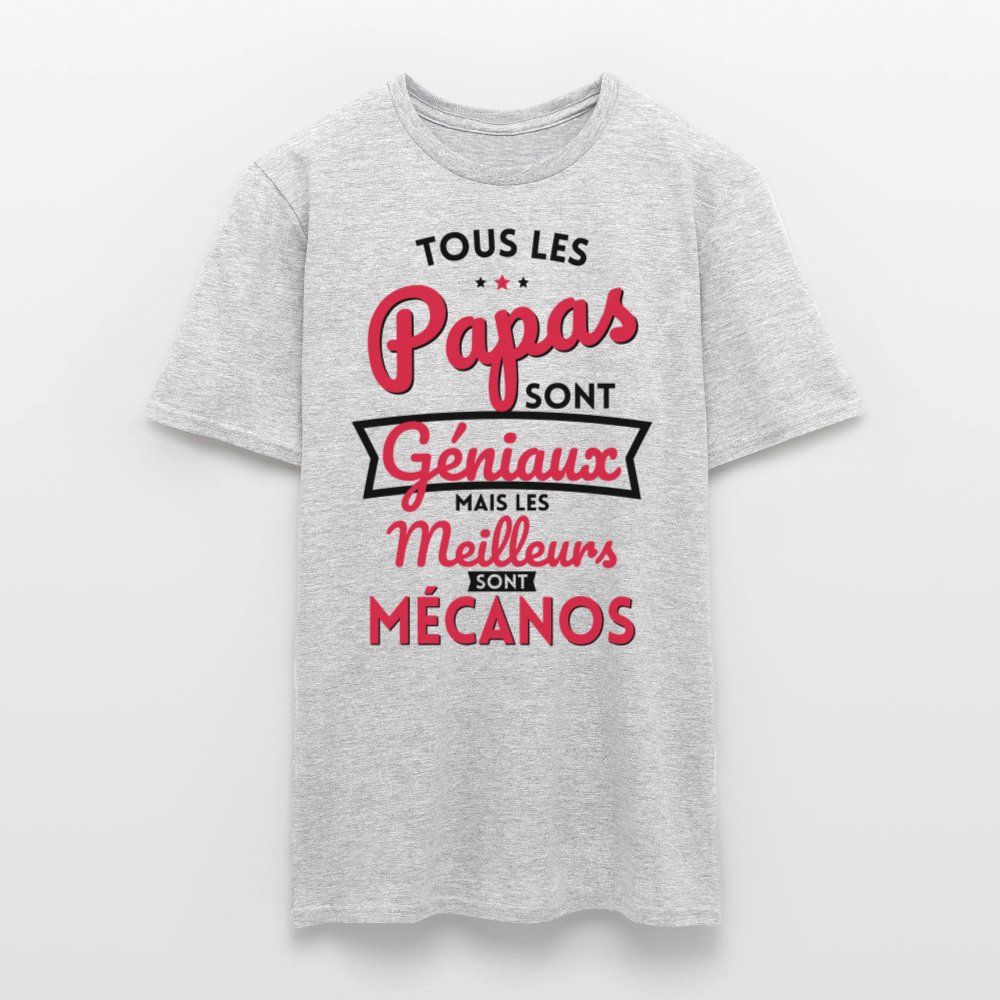 T-shirt Homme - Papas géniaux - Les meilleurs sont mécanos - gris chiné
