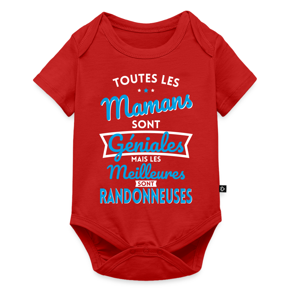 Body Bébé bio manches courtes - Mamans géniales - Les meilleures sont randonneuses - rouge