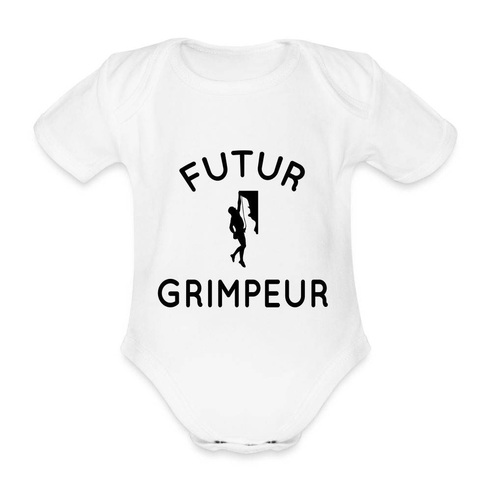 Body Bébé bio manches courtes - Futur grimpeur - blanc