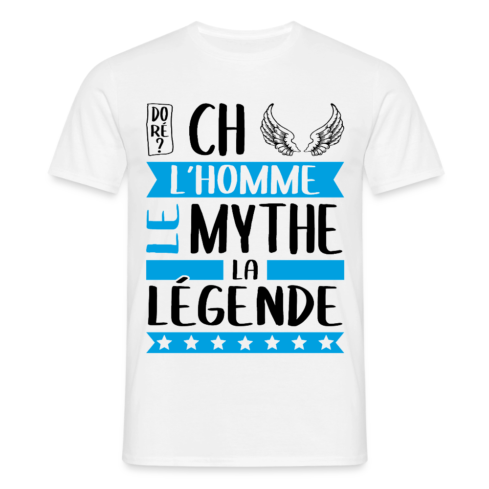 T-shirt homme coloris clair Michel en rébus – L’homme, le mythe, la légende - blanc