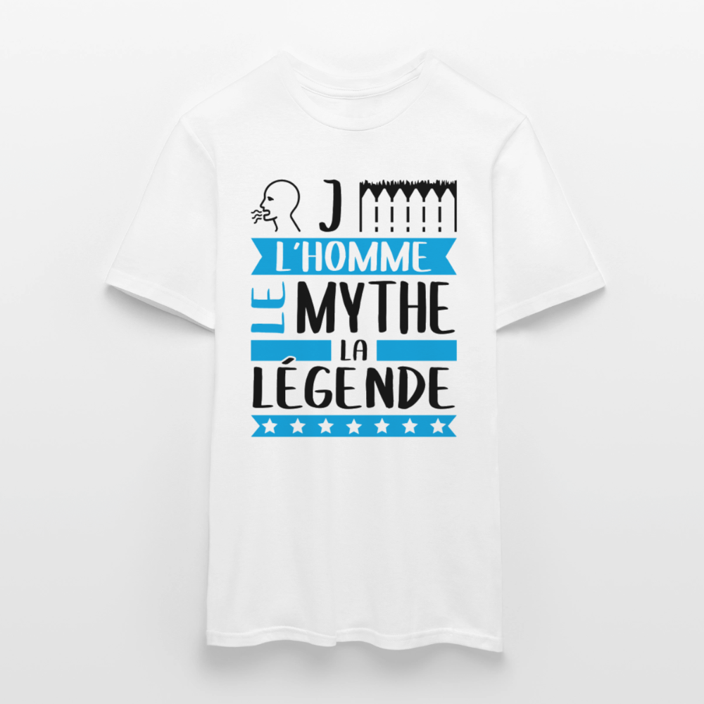 T-shirt homme coloris clair Roger en rébus – L’homme, le mythe, la légende - blanc