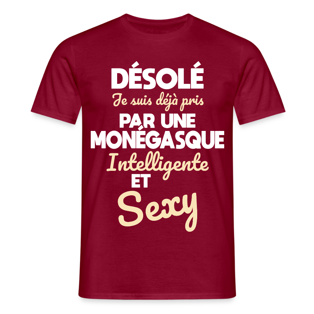 T-shirt Homme -  Je suis déjà pris par une Monégasque intelligente et sexy - rouge brique