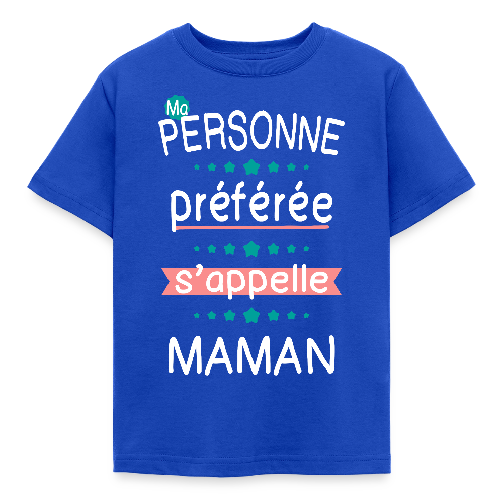 T-shirt enfant impression rose - Personne préférée Maman - bleu royal