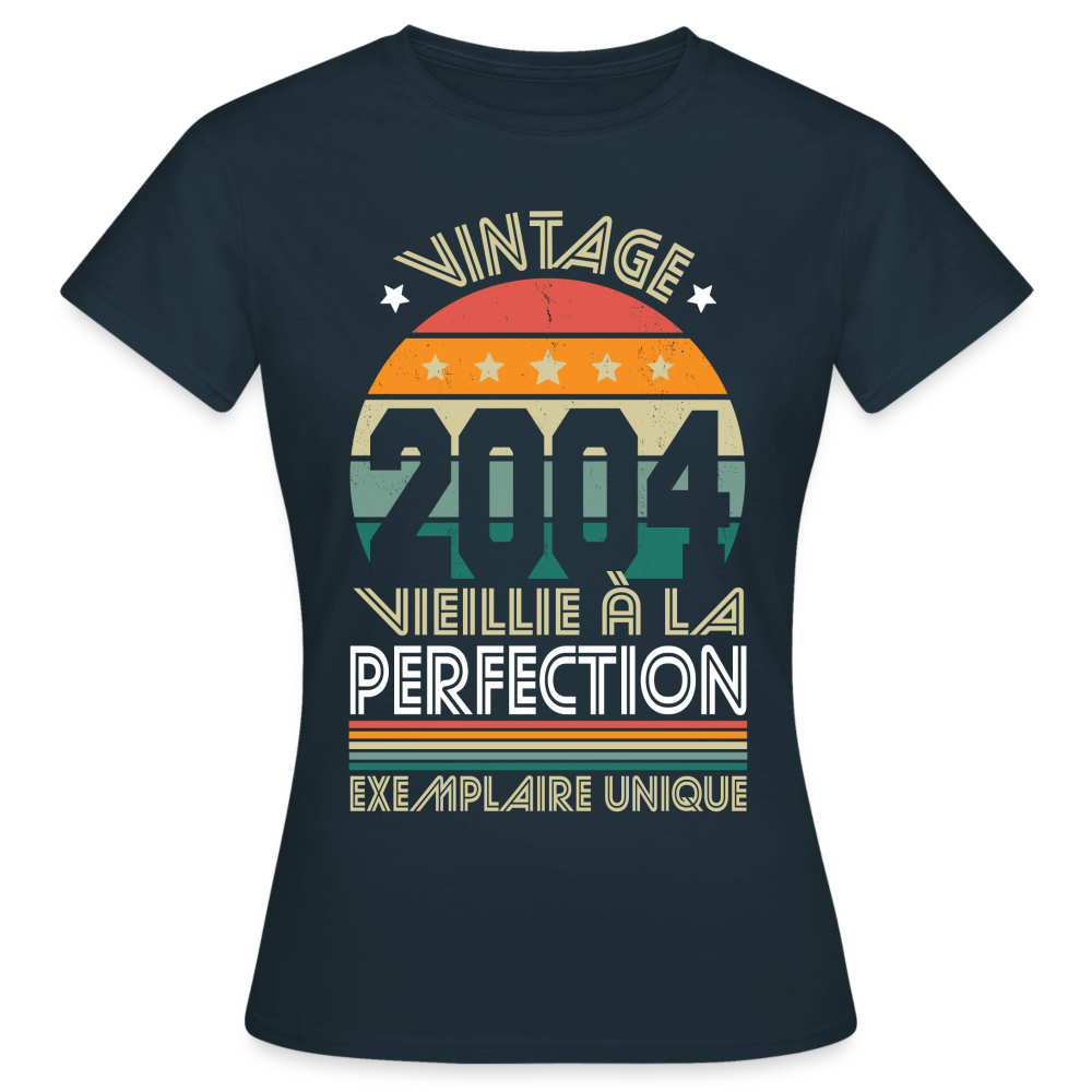 T-shirt Femme - Anniversaire 21 Ans - Vintage 2004 - marine