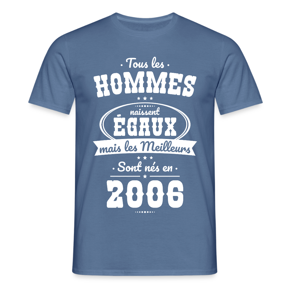 T-shirt anniversaire homme 20 ans – Les meilleurs sont nés en 2006 - bleu pigeon 
