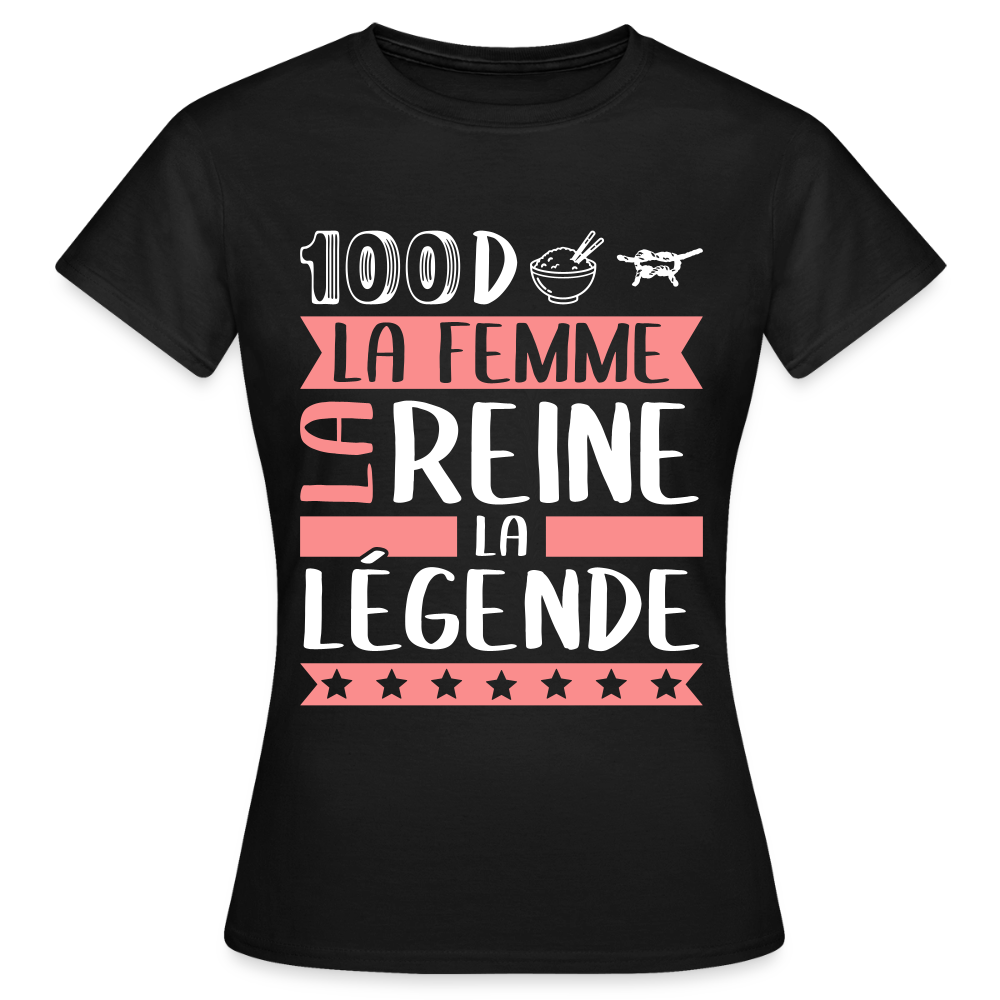 T-shirt femme Sandrine rébus – La femme, la reine, la légende - noir