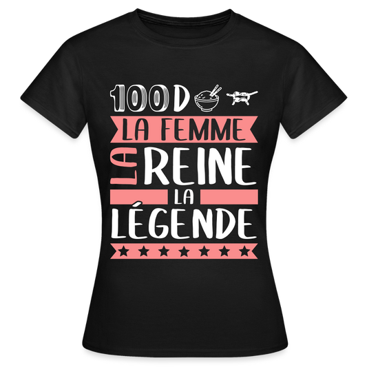 T-shirt femme Sandrine rébus – La femme, la reine, la légende - noir