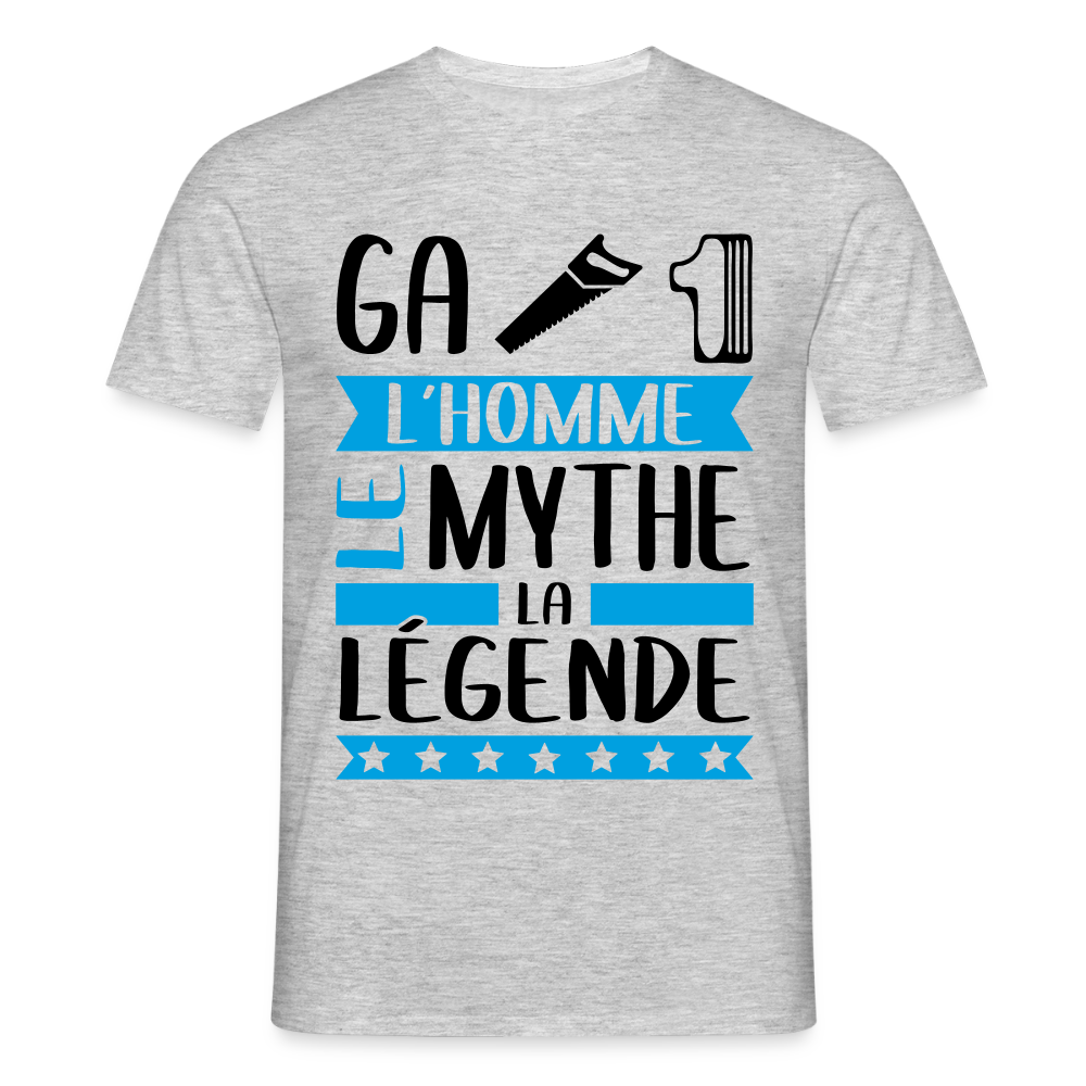 T-shirt homme coloris clair Gatien en rébus – L’homme, le mythe, la légende - gris chiné