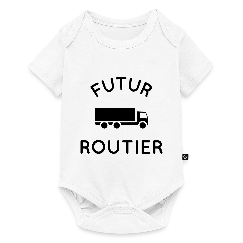 Body Bébé bio manches courtes - Futur routier - blanc