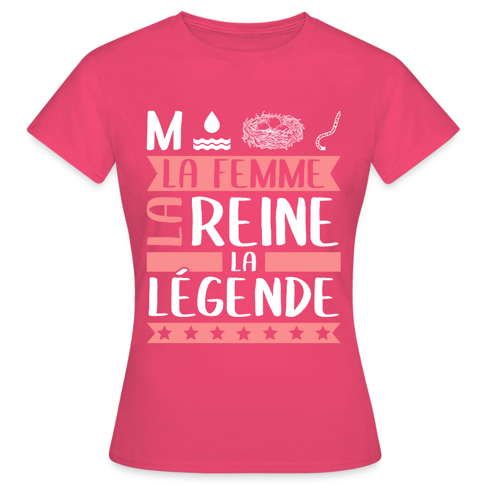T-shirt femme Monique rébus – La femme, la reine, la légende - rose azalée