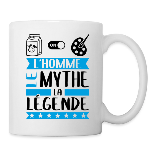 Mug blanc Léonard rébus – L’homme, le mythe, la légende - blanc