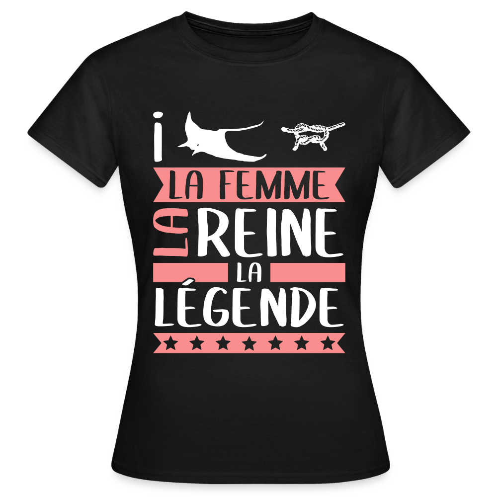 T-shirt femme Irène rébus – La femme, la reine, la légende - noir