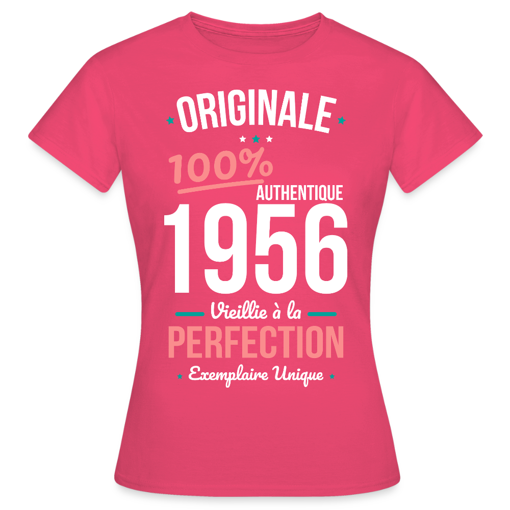 T-shirt anniversaire 70 ans Femme – Originale 1956 Authentique - rose azalée