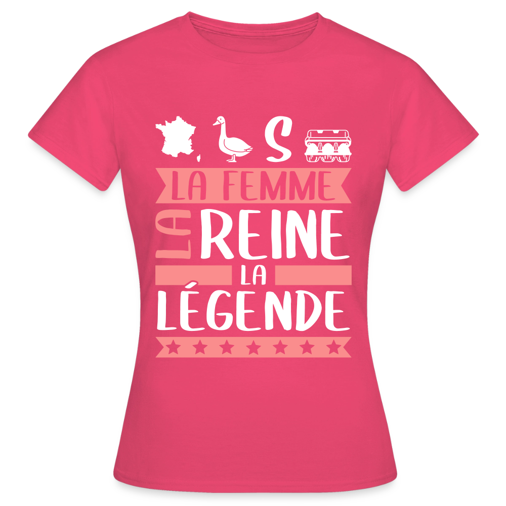 T-shirt femme Françoise rébus – La femme, la reine, la légende - rose azalée