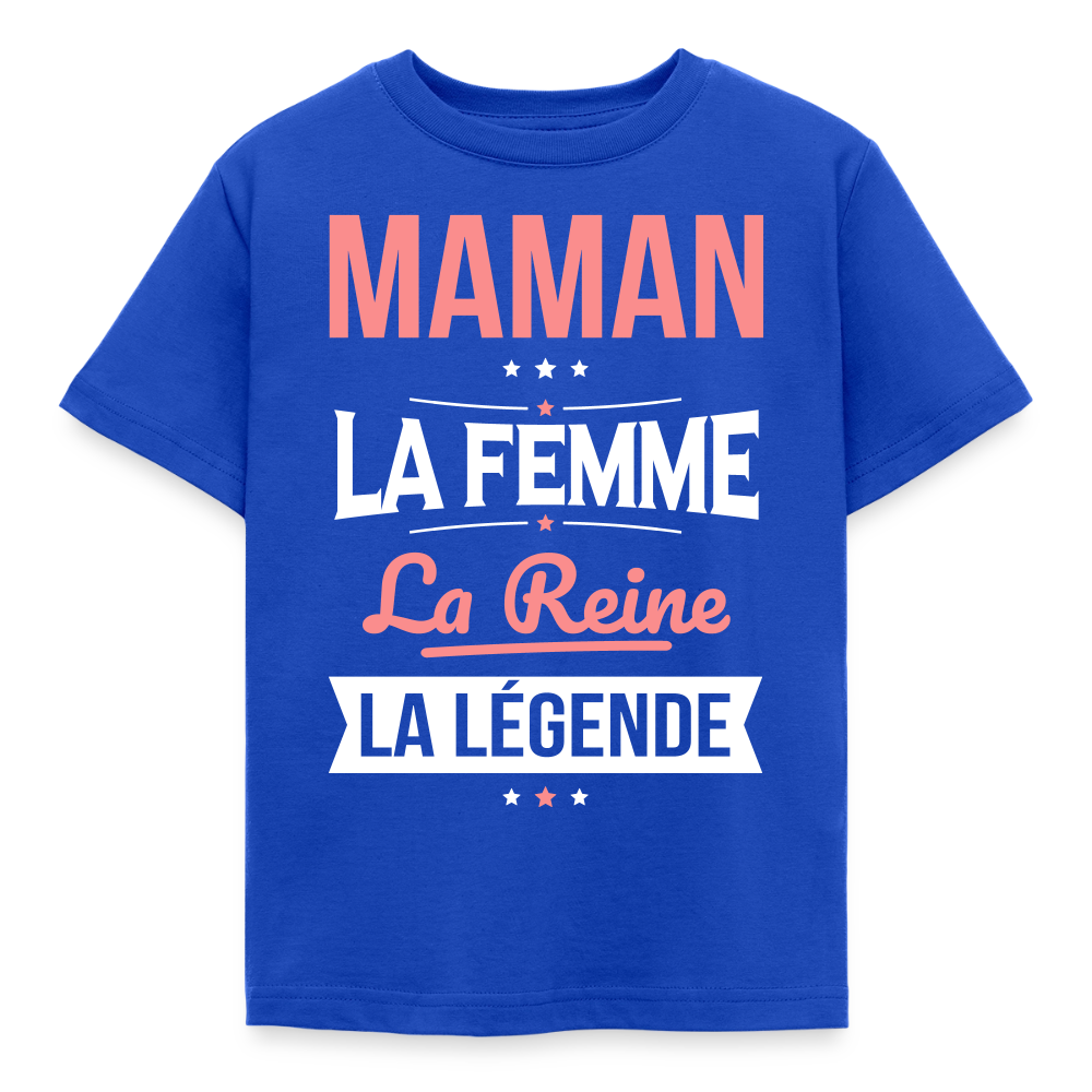 T-shirt enfant motif rose - Maman, femme, reine, légende - bleu royal