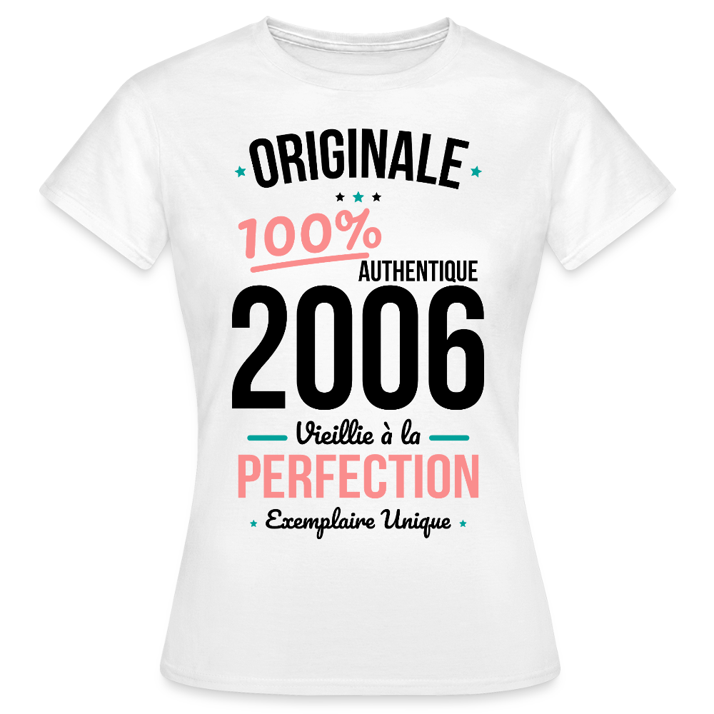 T-shirt anniversaire 20 ans Femme coloris clair – Originale 2006 Authentique - blanc