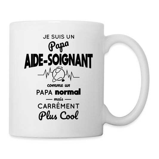 Mug blanc - Papa aide-soignant plus cool - blanc