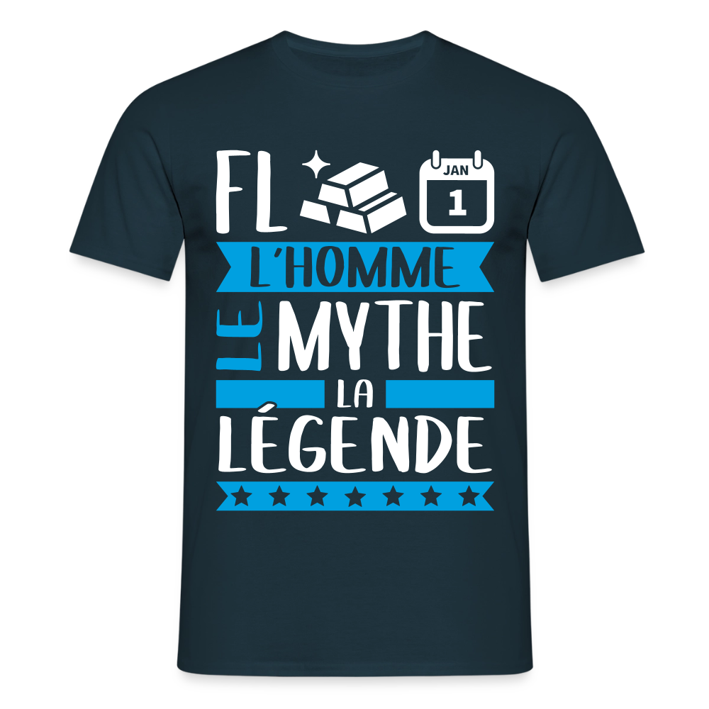 T-shirt homme Florent rébus – L’homme, le mythe, la légende - marine