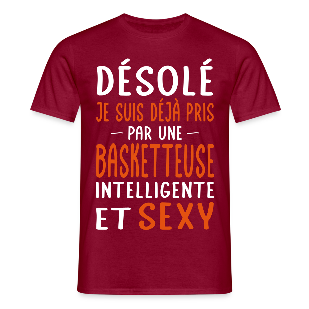 T-shirt Homme - Je suis déjà pris par une basketteuse intelligente et sexy - rouge brique