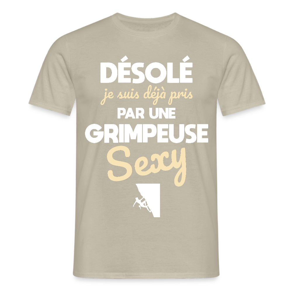 T-shirt Homme - Je suis pris par une grimpeuse sexy - beige sable