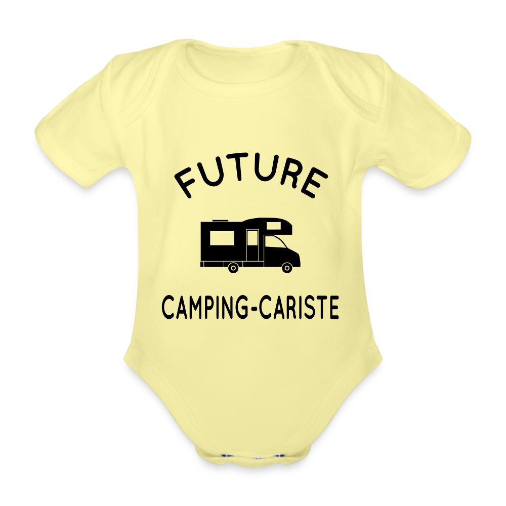Body Bébé bio manches courtes - Future camping-cariste - jaune délavé