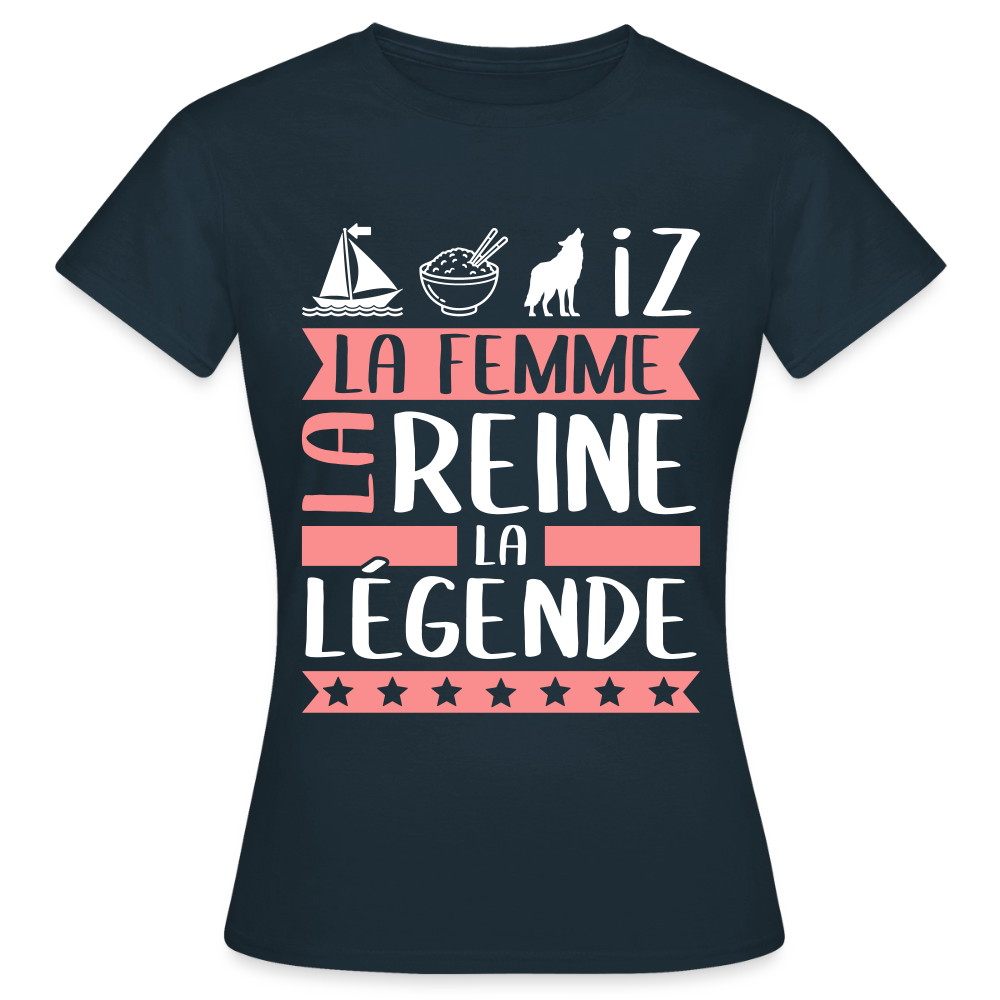 T-shirt femme Marie-Louise rébus – La femme, la reine, la légende - marine
