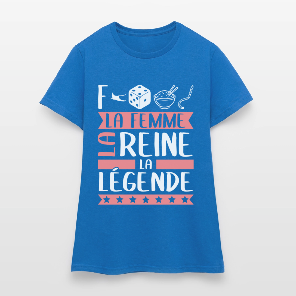 T-shirt femme Frédérique rébus – La femme, la reine, la légende - bleu royal