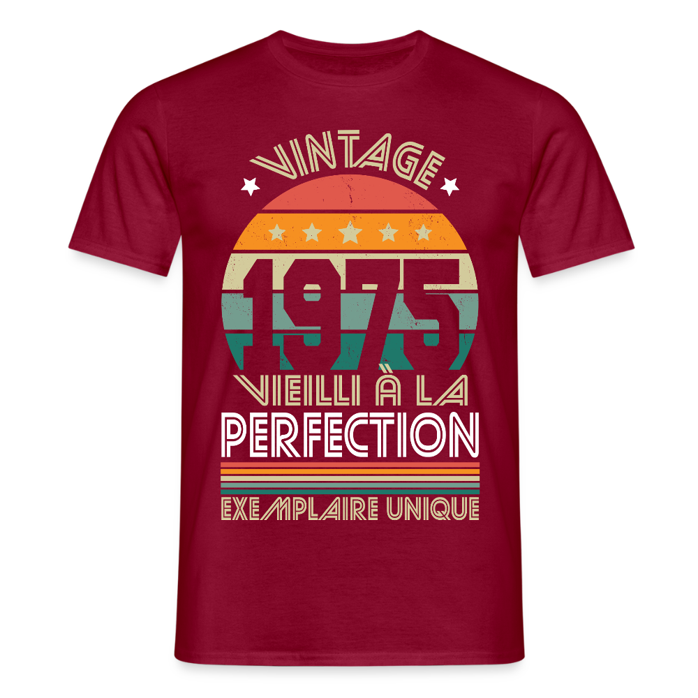 T-shirt Homme - Anniversaire 50 Ans - Vintage 1975 - rouge brique