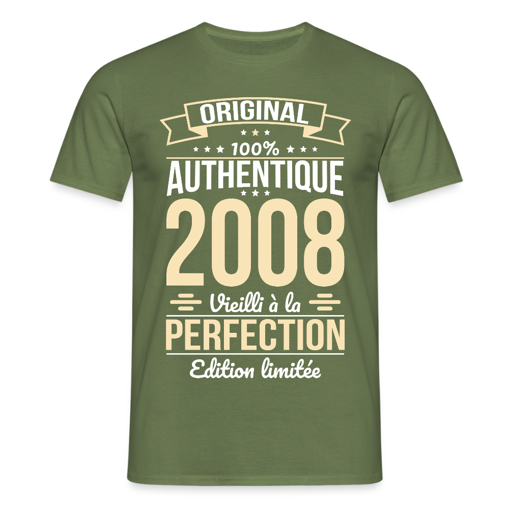T-shirt anniversaire homme 18 ans – Original 2008 - vert militaire