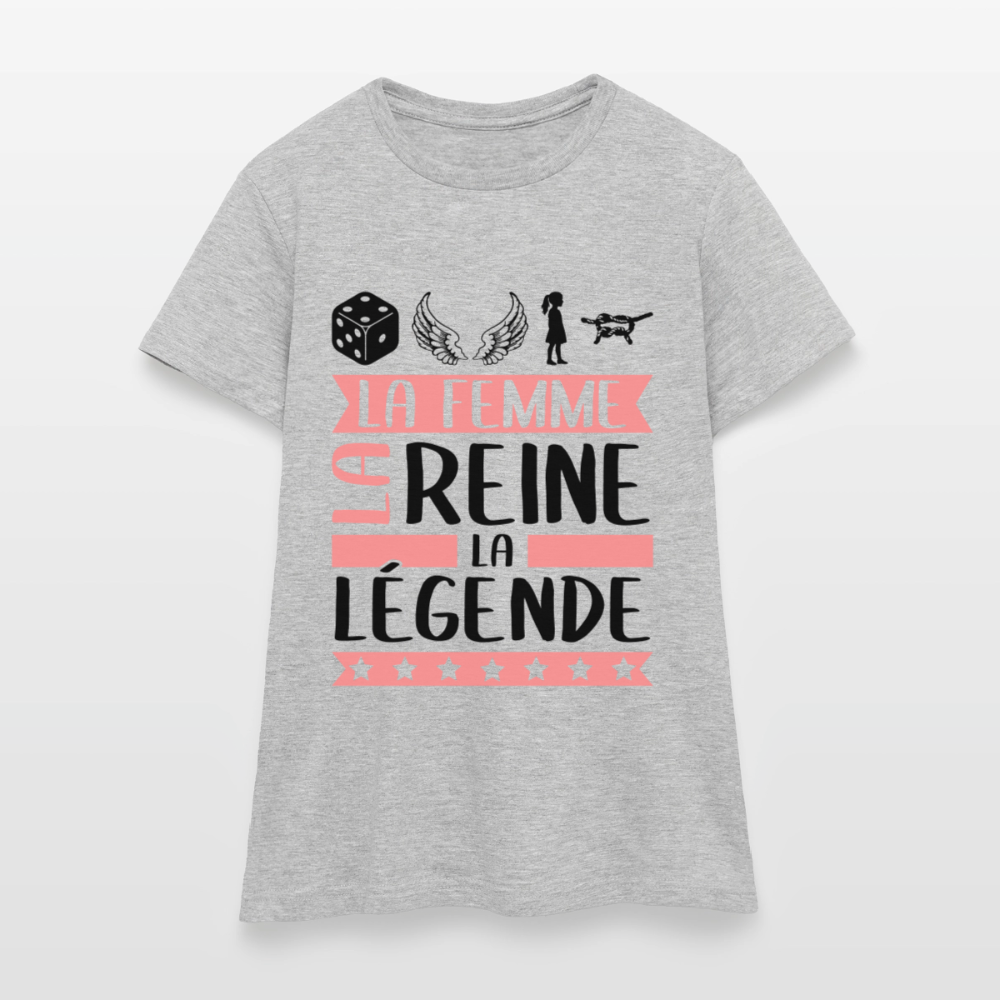 T-shirt femme coloris clair Delphine rébus – La femme, la reine, la légende - gris chiné