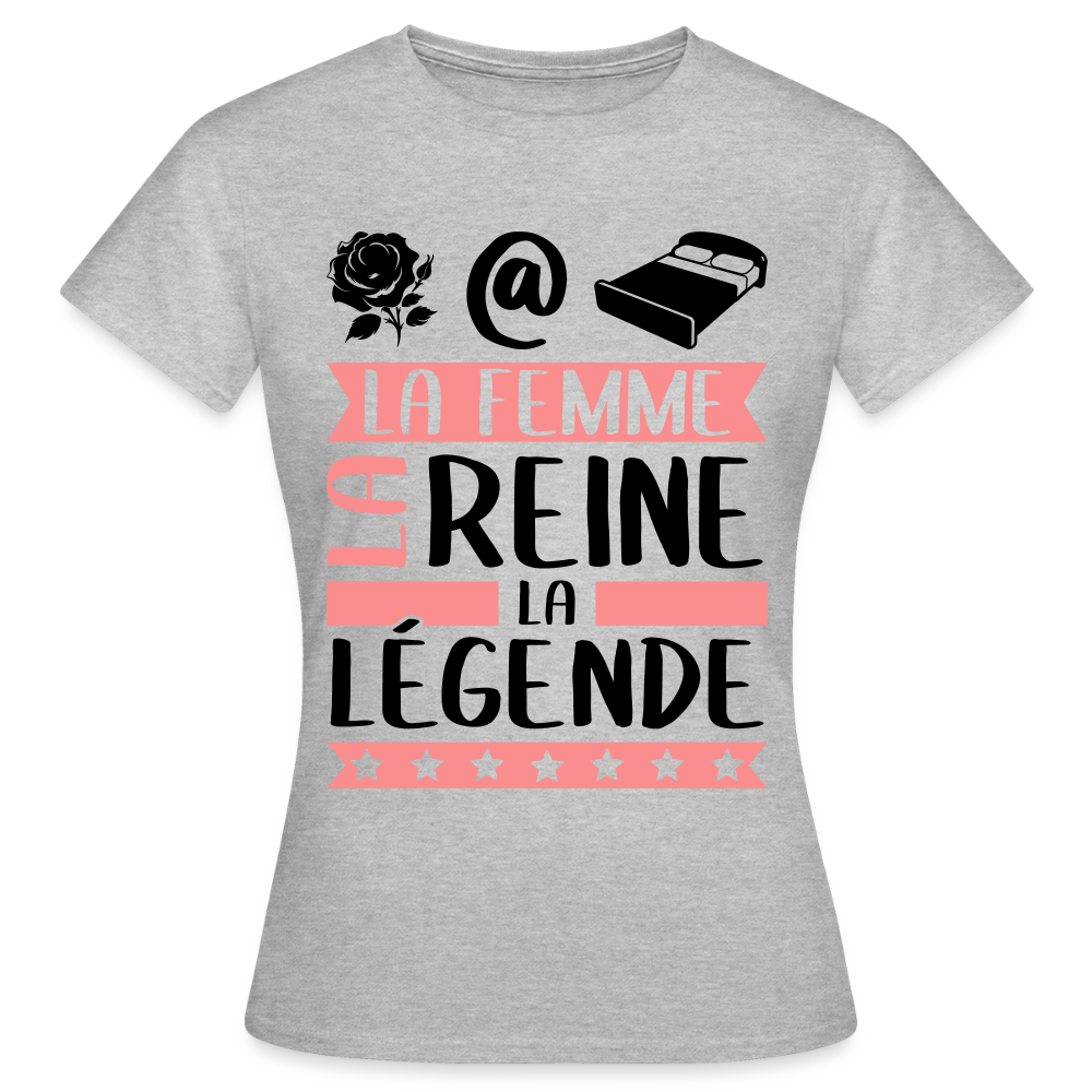T-shirt femme coloris clair Rosalie rébus – La femme, la reine, la légende - gris chiné
