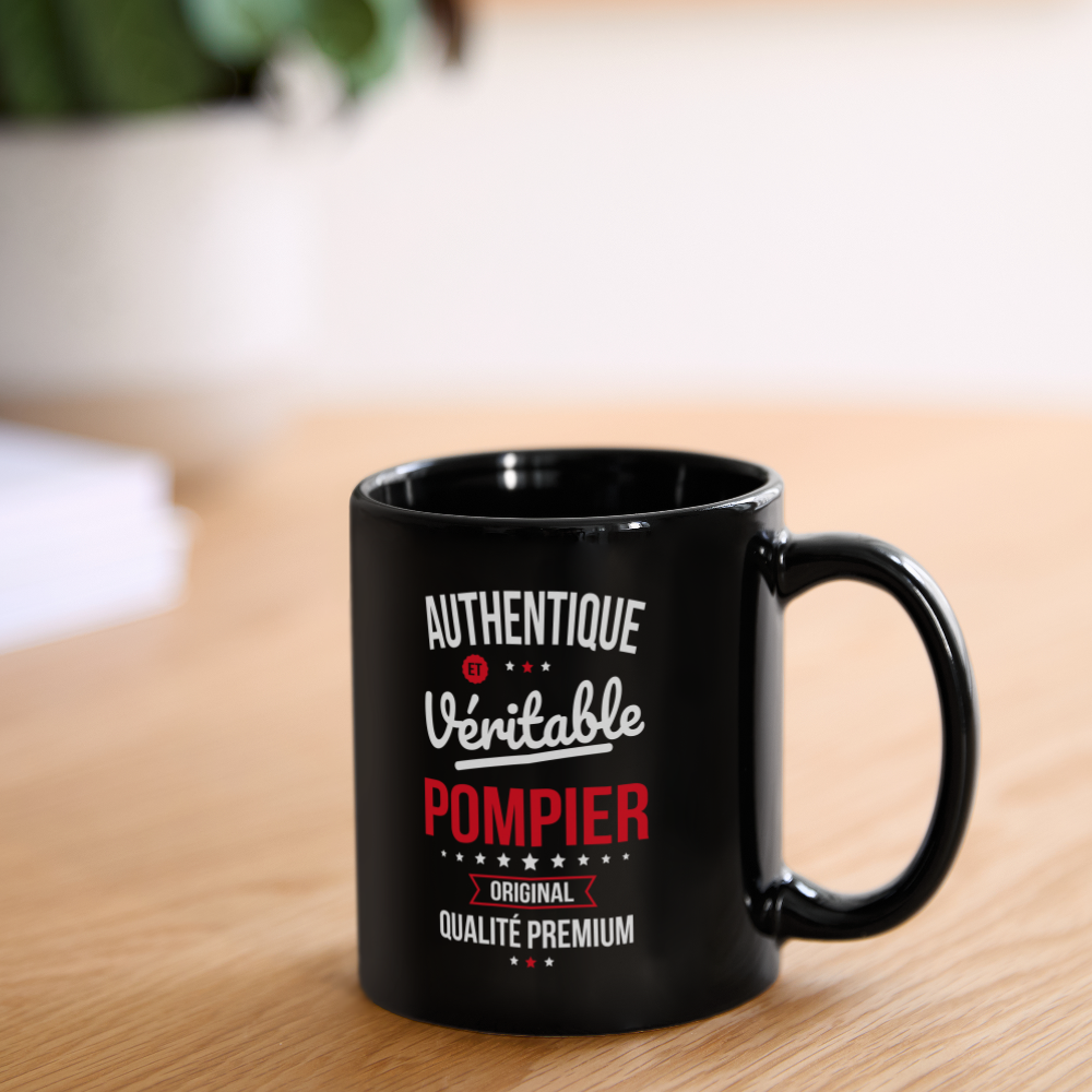 Mug uni - Authentique et véritable Pompier - noir