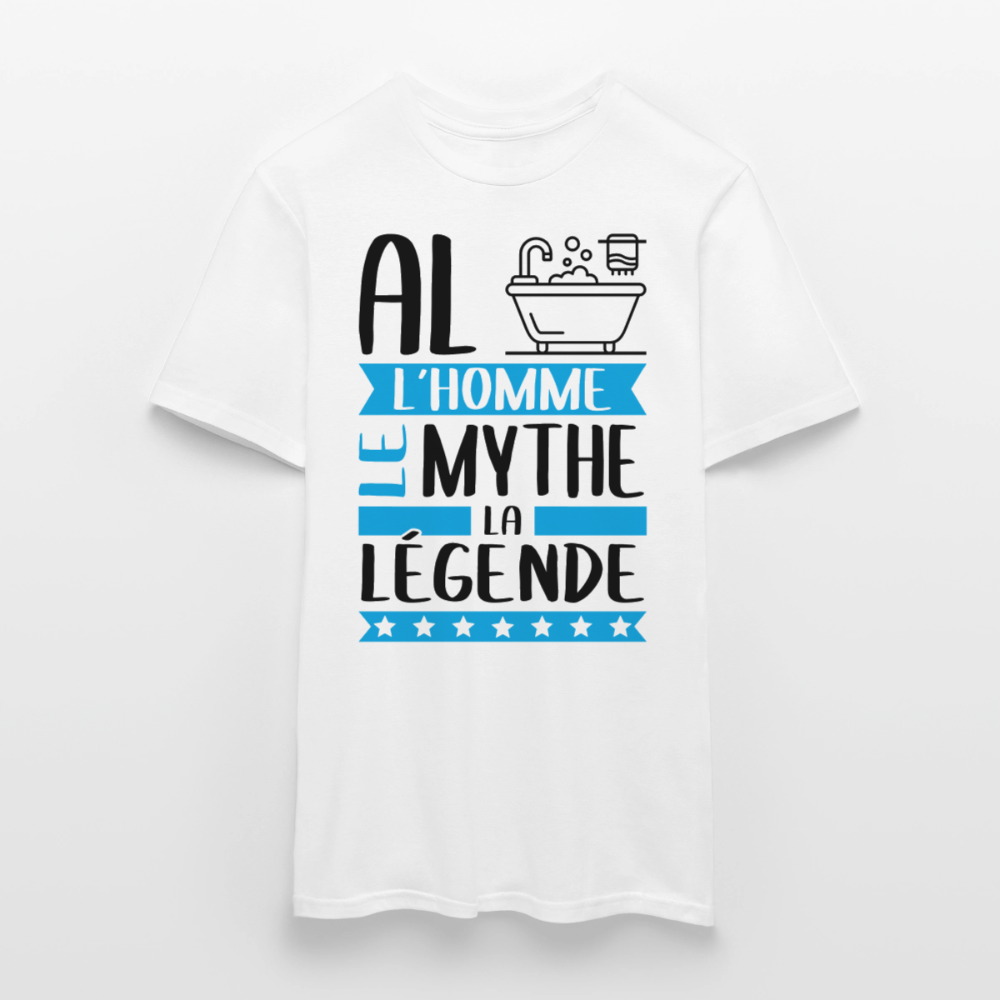 T-shirt homme coloris clair Albin rébus – L’homme, le mythe, la légende - blanc