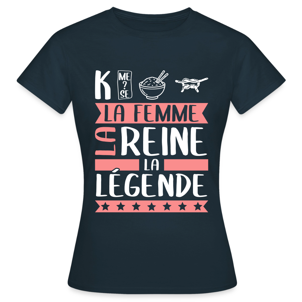 T-shirt femme Catherine rébus – La femme, la reine, la légende - marine