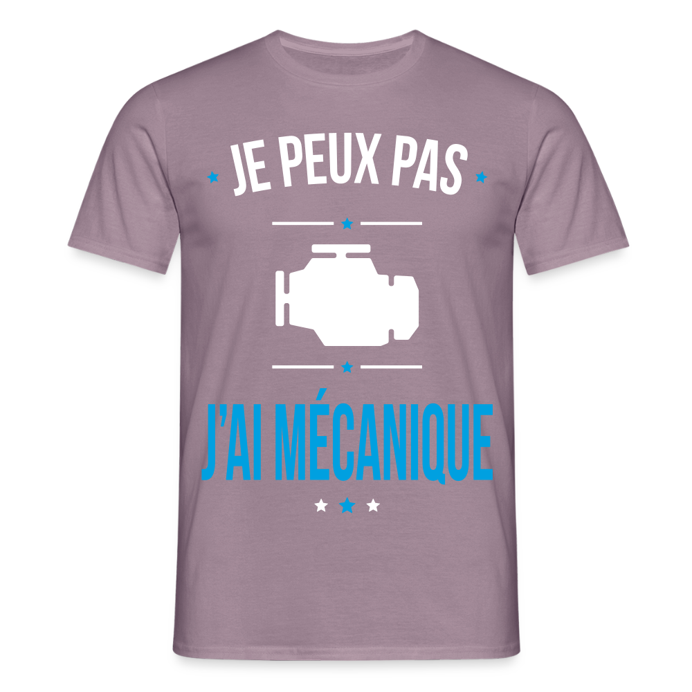 T-shirt Homme - Je peux pas j'ai Mécanique - mauve gris 