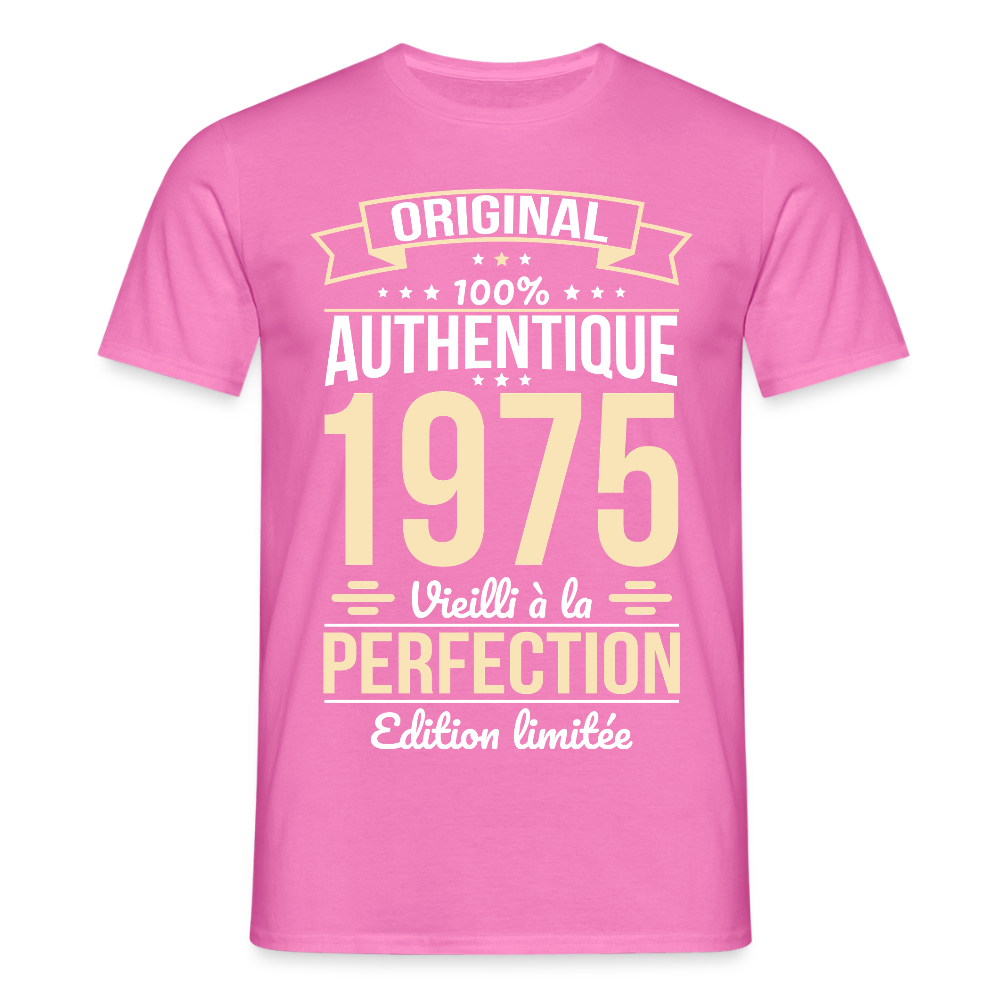 T-shirt anniversaire homme 50 ans – Original 1975 - rose