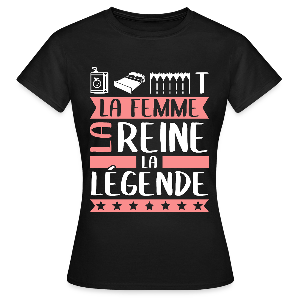 T-shirt femme Juliette rébus – La femme, la reine, la légende - noir