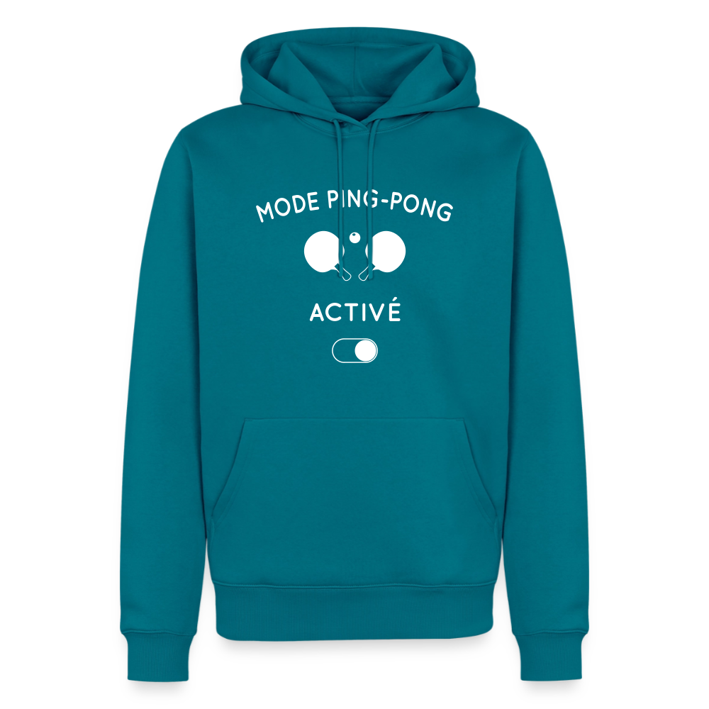 Sweat à capuche Premium Homme - Mode ping-pong activé - bleu pétrole