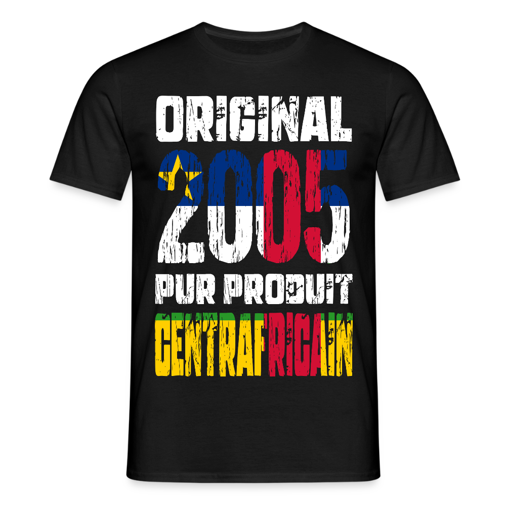 T-shirt Homme - Anniversaire 20 Ans - Original 2005 - Pur produit Centrafricain - noir