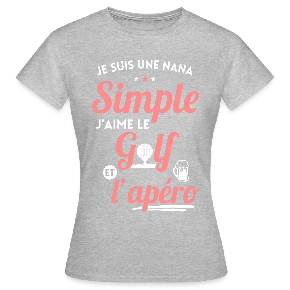 T-shirt Femme - J'aime le golf et l'apéro - gris chiné