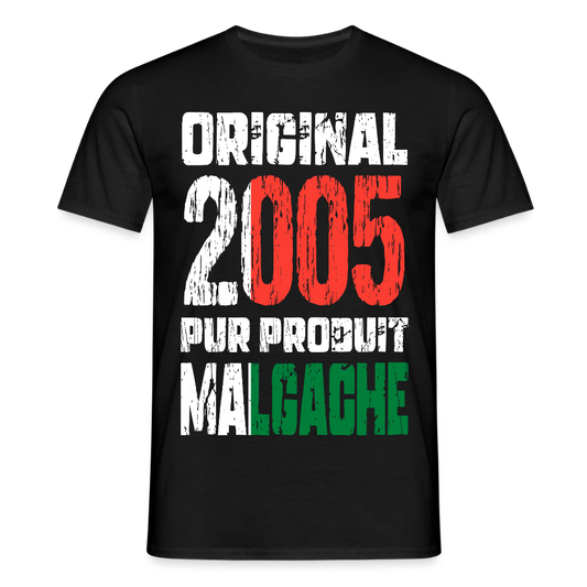 T-shirt Homme - Anniversaire 20 Ans - Original 2005 - Pur produit Malgache - noir