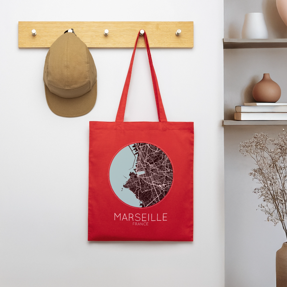 Tote Bag Marseille Bio – Plan de Marseille - rouge