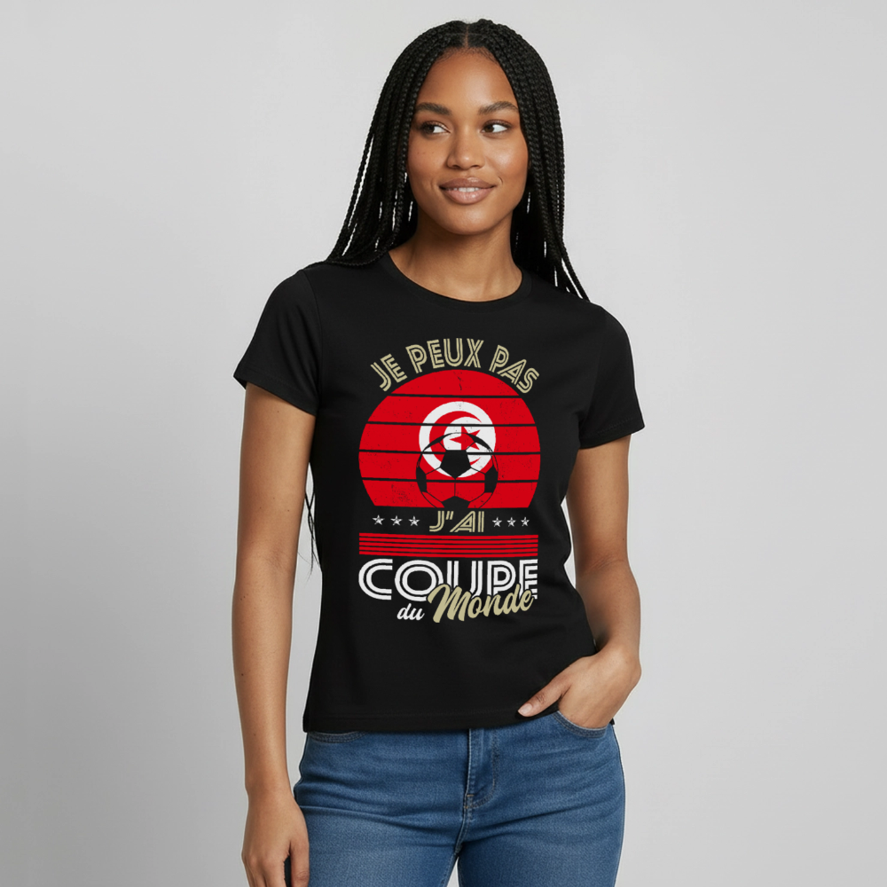 T-shirt Femme - Je peux pas j'ai Coupe du Monde - Tunisie - noir