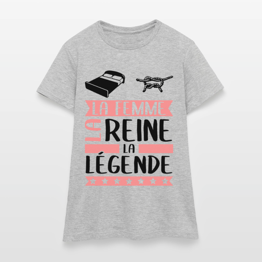 T-shirt femme coloris clair Line rébus – La femme, la reine, la légende - gris chiné