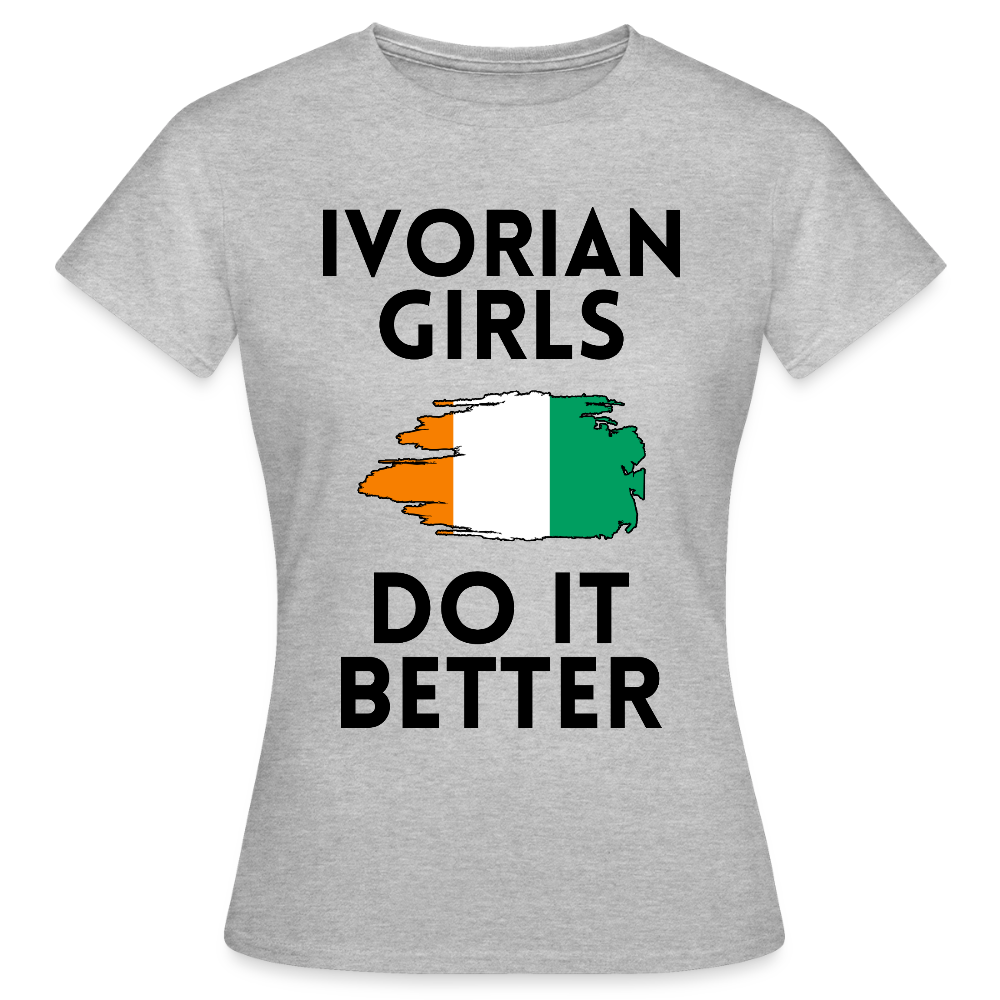 T-shirt femme coloris clair - Ivorian Girls Do It Better - gris chiné
