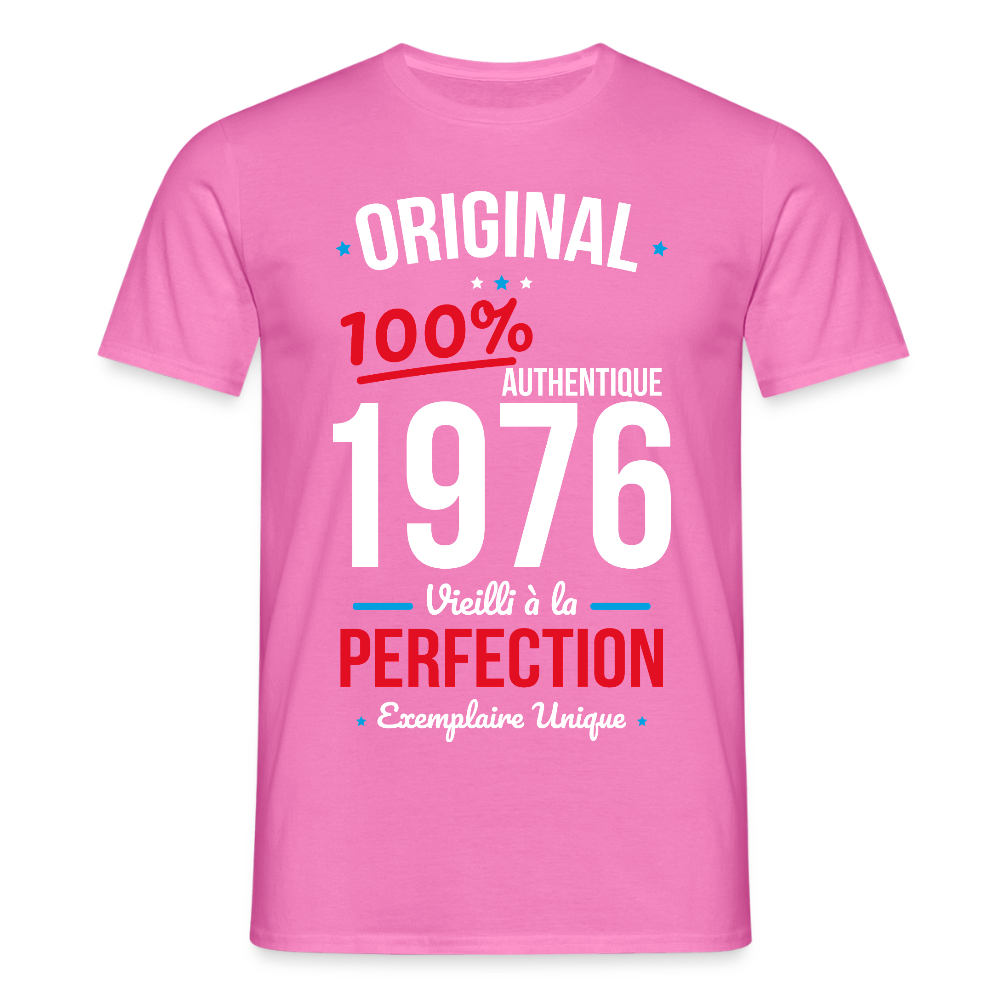 T-shirt anniversaire 50 ans Homme – Original 1976 Authentique - rose