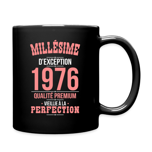 Mug uni anniversaire 50 ans femme – Millésime d’Exception 1976 - noir
